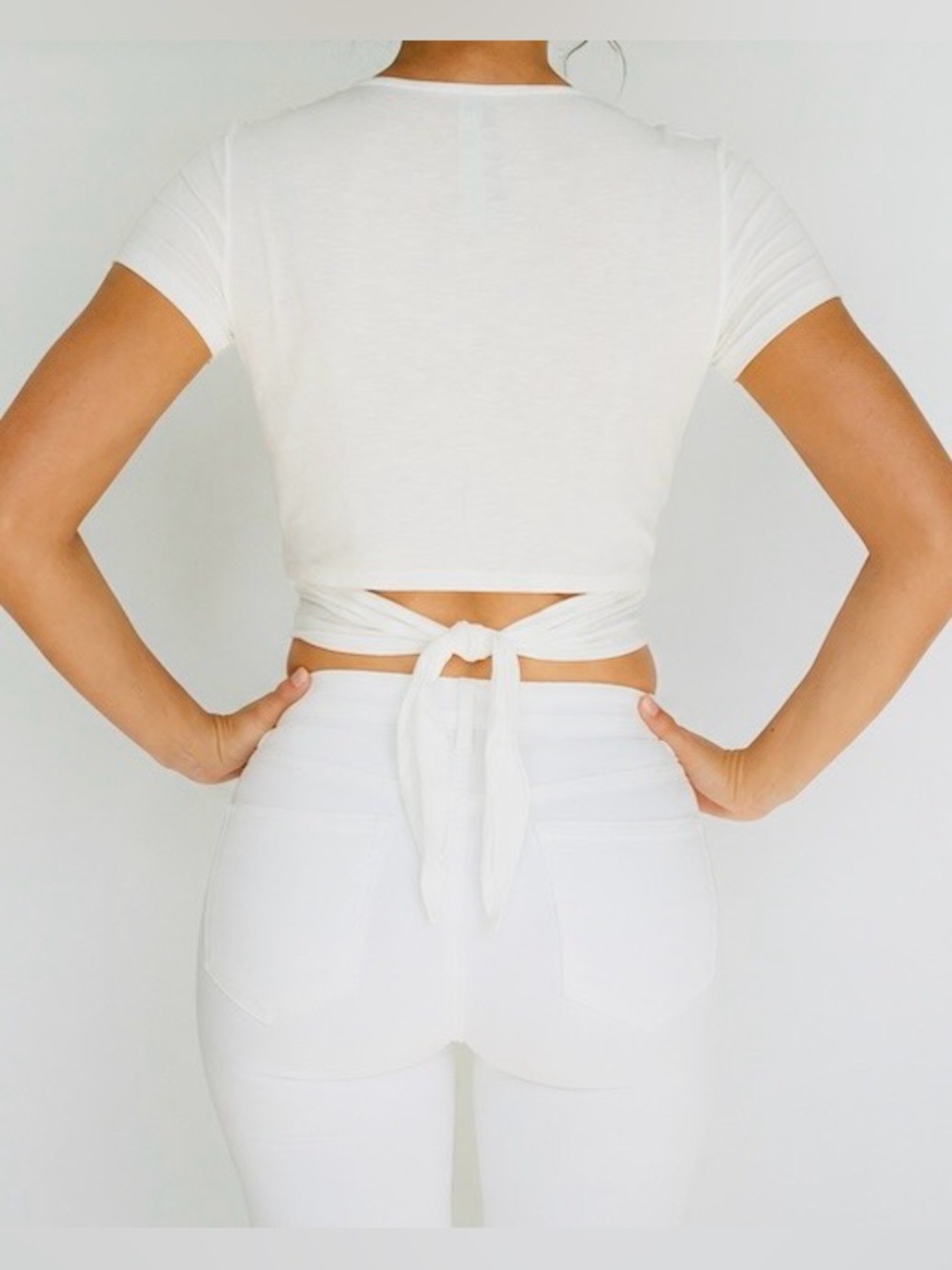 Kensie Ivory Semi-sheer Back Bow Short Sleeve Tshirt S